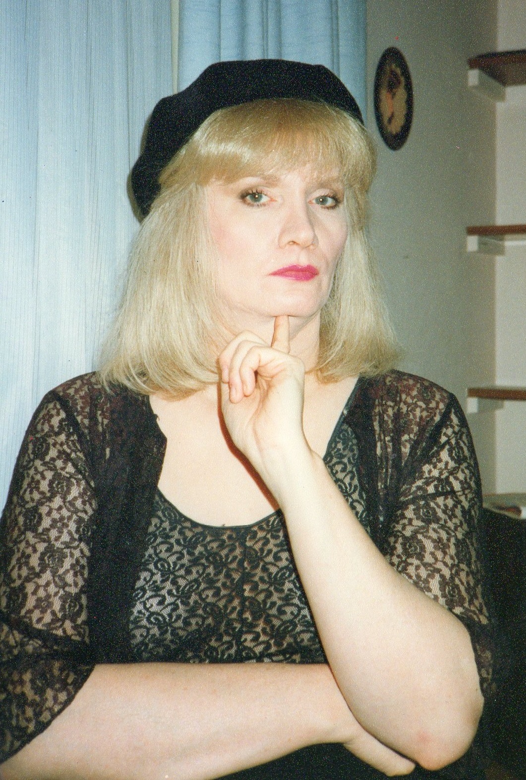 Jayne in a black beret - London in the early 90s