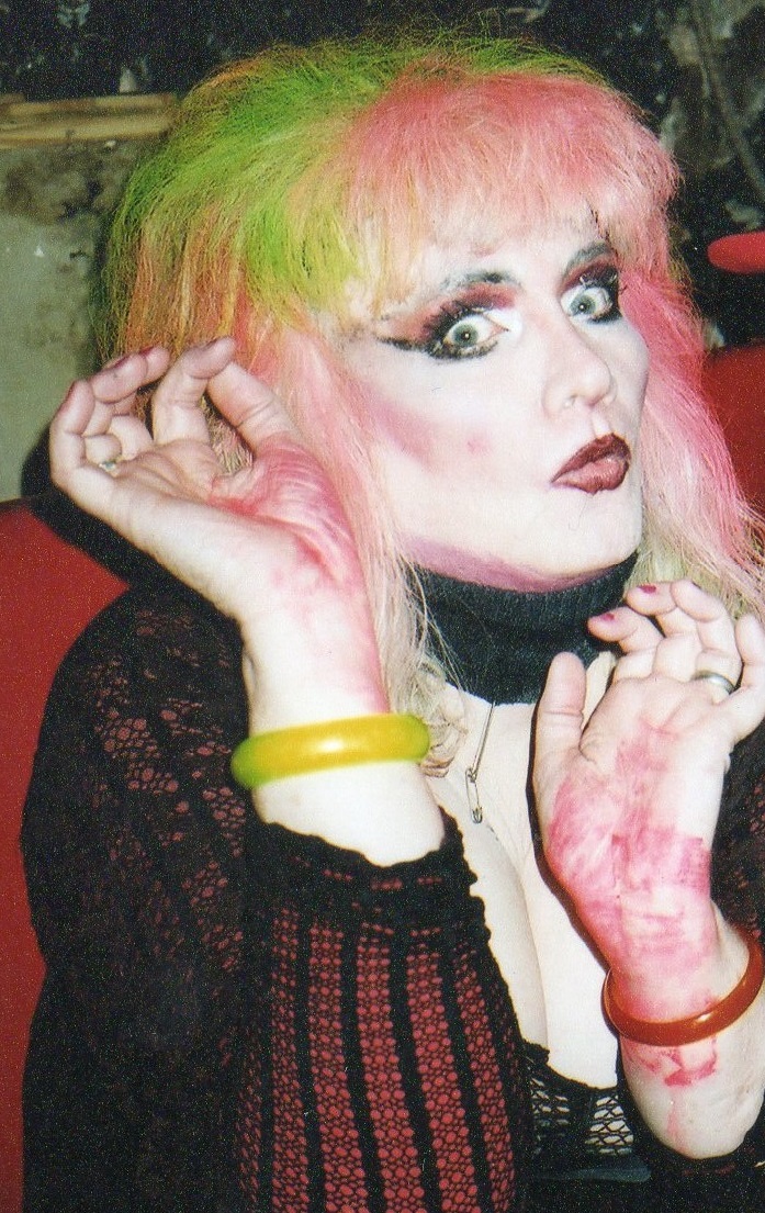 Jayne with green and pink hair